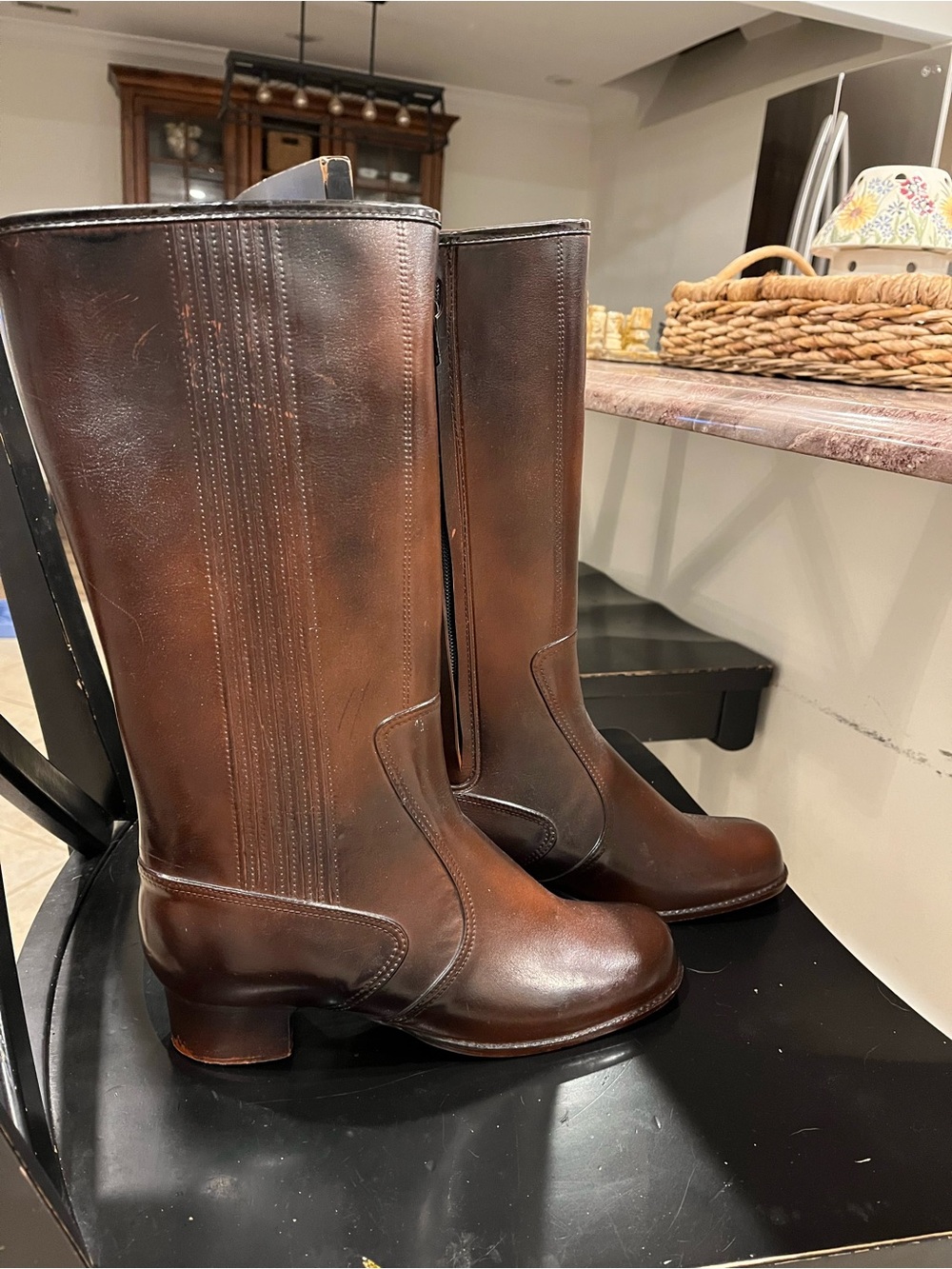 Vintage 60s/70s Dunham Eskipets Brown Leather Tall Riding Boots
